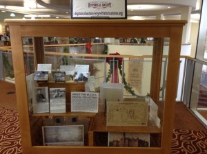 The display case on the second floor of the Wa. Co. Public Library is filled with small-format prints from the Digital Collection.