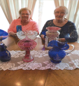Marian Howman (left) and Pat Purdy (right) of the Wayne County Early American Glass Club 
