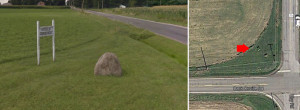 Google images show the Steele Cemetery sign and how the cemetery has been severely encroached upon.