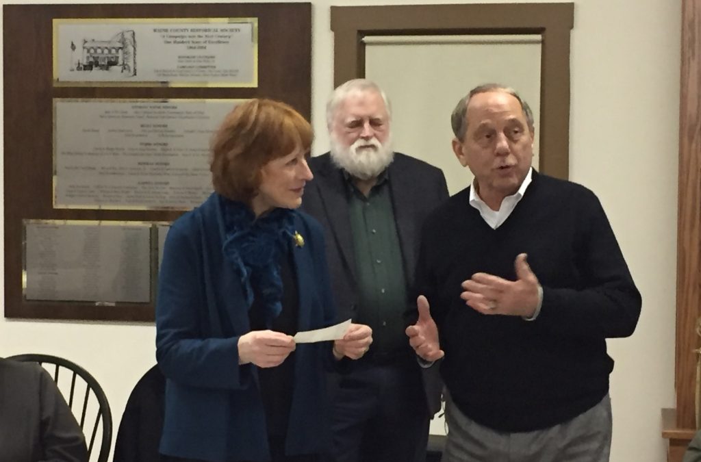 Greg Long and Dave Broehl present check to Sally Patton from the Wayne County Community Foundation.